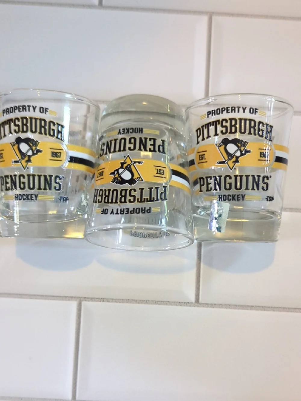 3 Pittsburgh Penguins Shot Glasses From Private Box Seats NEW